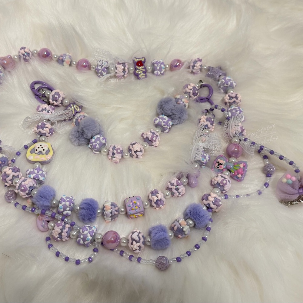 💜Purple Handmade Beaded Phone Charm